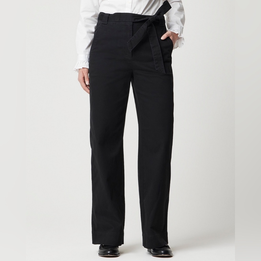 J Crew BLUE Petite twill wide-leg tie-waist pant CO919